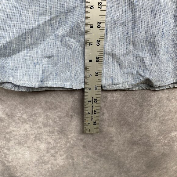 Perry Ellis Classic Fit Linen Blend Button Shirt Mens XXL Blue Crosshatch Weave - Picture 7 of 9